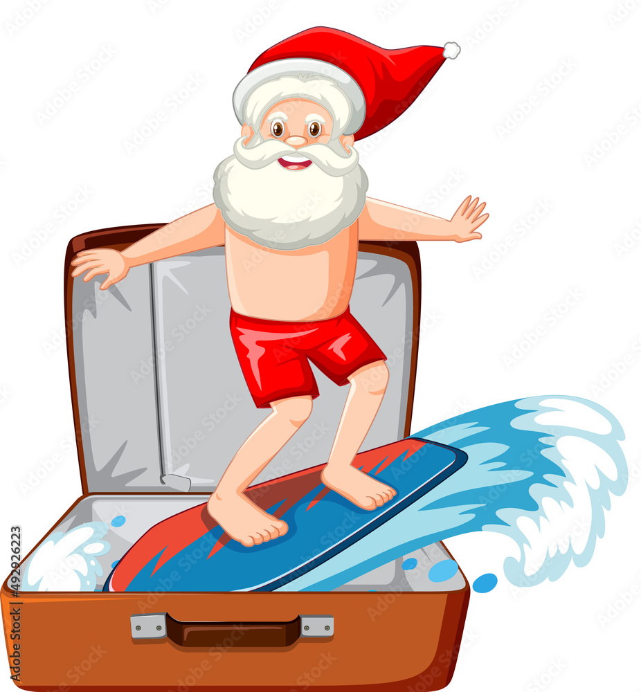 Canvas Prints christmas theme with santa in a luggage on white background