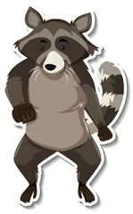 Ein Waschbär, der Tierkarikaturaufkleber tanzt © blueringmedia