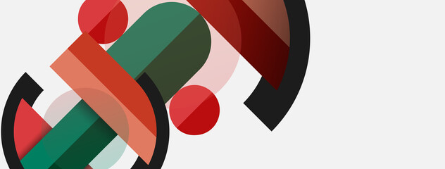 Obraz premium Geometric shapes composition abstract background. Circles lines and rectangles. Vector illustration for wallpaper banner background or landing page