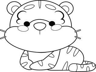 kawaii tiger coloring page for children