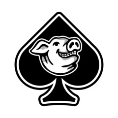 Pig And Spades Logo Vector Design Template.