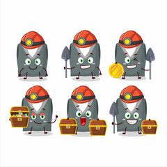 miners gray school vest cute mascot character wearing helmet