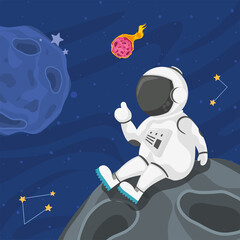 astronaut seated in meteorite