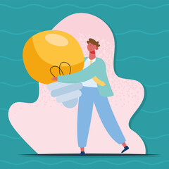 male worker with bulb