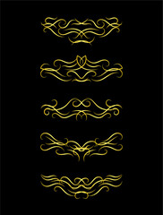 Gold Borders Elements Set Collection, ornament Vector