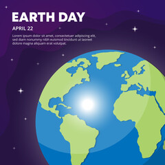 Earth day design with illustration of earth and outer space