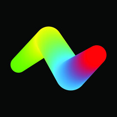 N letter with wave style colorful and elegant glow