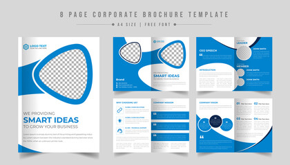 Company brochure template design, 8-page corporate brochure layout, minimal business brochure template design, Proposal project, booklet, company profile, Project proposal, corporate, catalog, annual