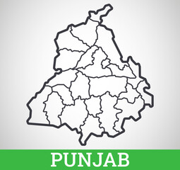 Simple outline map of Punjab district. Vector graphic illustration.