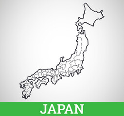 Simple outline map of Japan . Vector graphic illustration.