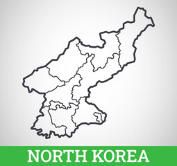 Simple outline map of North Korea. Vector graphic illustration.