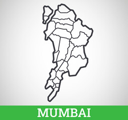 Simple outline map of Mumbai. Vector graphic illustration.