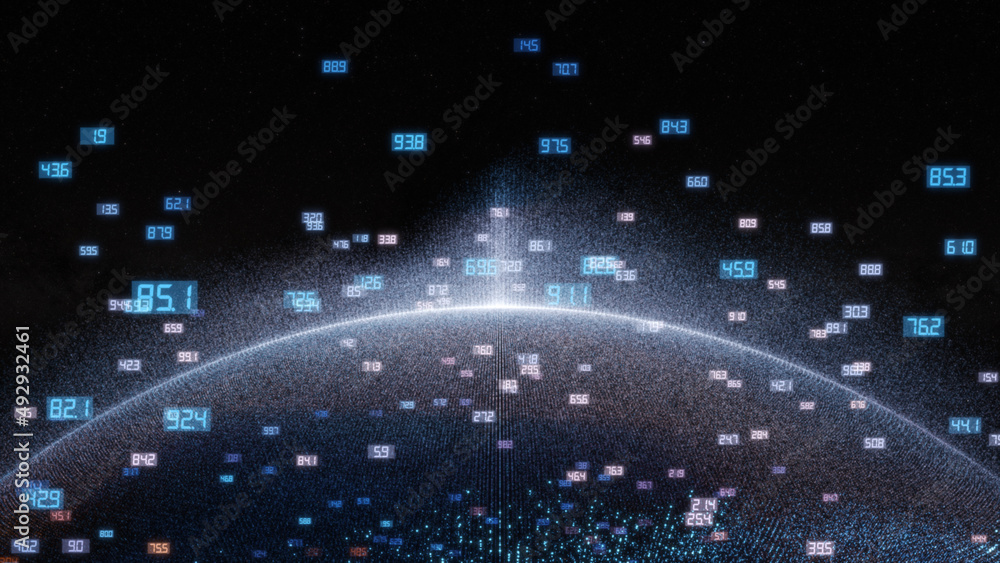 Poster earth and luminous elements with numbers