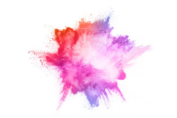 abstract powder splatted background. Colorful powder explosion on white background. Colored cloud. Colorful dust explode. 