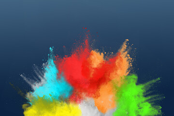 abstract colored dust explosion on a blue background