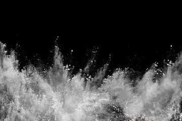 White powder explosion on black background. Colored cloud. Colorful dust explode. Paint Holi. - obrazy, fototapety, plakaty