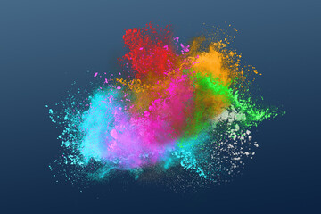 abstract colored dust explosion on a blue background