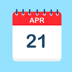 April. Round calendar Icon with long shadow in a Flat Design style.  Vector Illustration. Easy to edit, manipulate, resize or colorize.