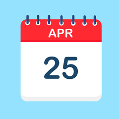 April. Round calendar Icon with long shadow in a Flat Design style.  Vector Illustration. Easy to edit, manipulate, resize or colorize.