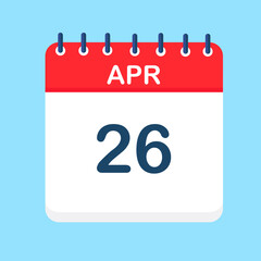 April. Round calendar Icon with long shadow in a Flat Design style.  Vector Illustration. Easy to edit, manipulate, resize or colorize.