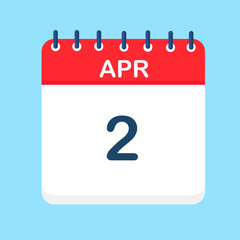 April. Round calendar Icon with long shadow in a Flat Design style.  Vector Illustration. Easy to edit, manipulate, resize or colorize.