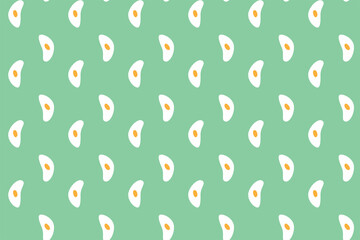 Pattern with scrambled eggs on a green background