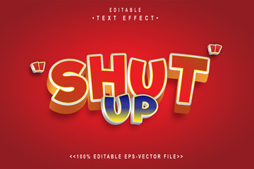 Fototapeta na wymiar editable shut up cartoon text effect.logo text.typhography logo