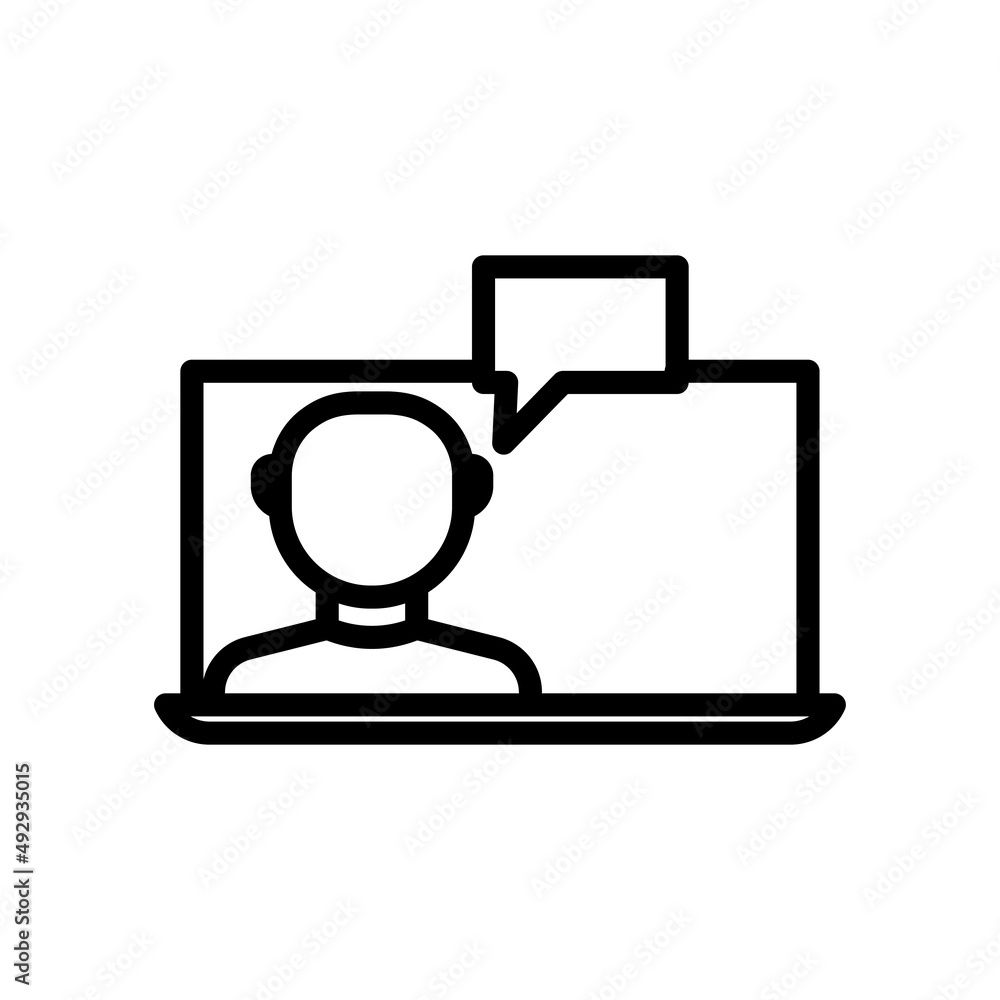 Aufkleber customer chat icon. screen with people and chat. line icon style. suitable for customer relationship