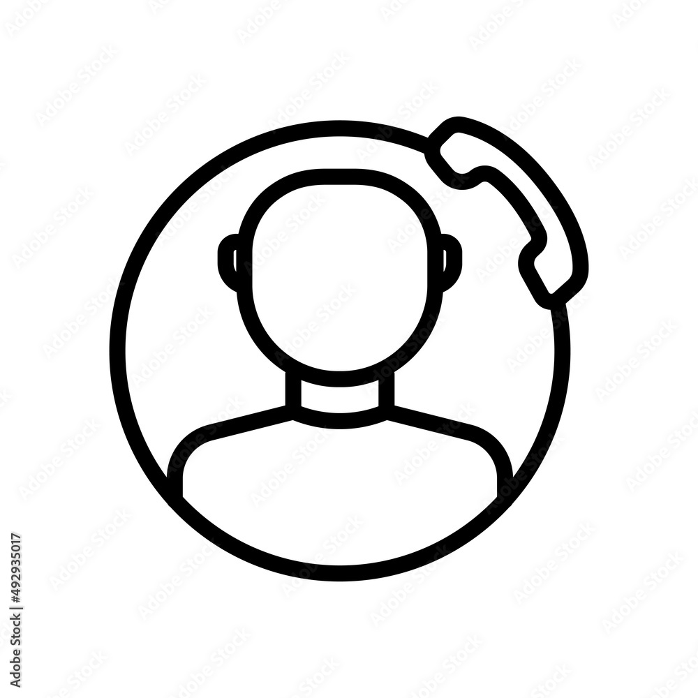 Poster customer service icon. call center. people with phone. line icon style. suitable for customer relati