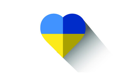 Vector  illustration.Ukraine flag icon in the shape of heart. Abstract patriotic ukrainian flag with love symbol. Blue and yellow.
