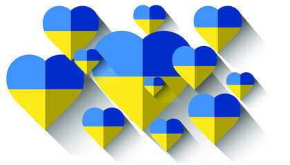 Vector  illustration.Ukraine flag icon in the shape of heart. Abstract patriotic ukrainian flag with love symbol. Blue and yellow.