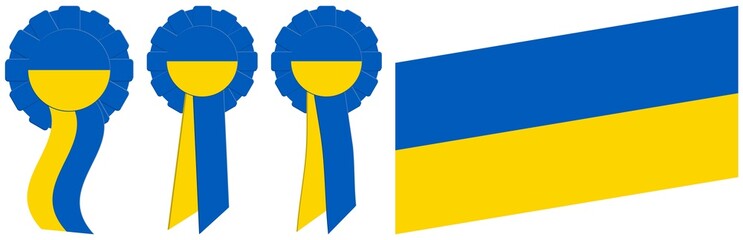 Cotillion with ribbon in national colors of Ukraine. Slanted flagCotillion with ribbon in national colors of Ukraine. Slanted flag