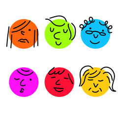 Set of Various bright basic Geometric Figures with face emotions.