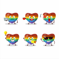 Pop it love cartoon character with various types of business emoticons