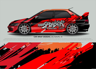 Car wrap decal design vector. abstract Graphic background kit designs for vehicle, race car, rally, livery, sport car
