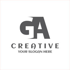 Creative minimal GA letter logo template. G A style minimalist black color
