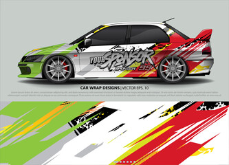 Car wrap decal design vector. abstract Graphic background kit designs for vehicle, race car, rally, livery, sport car
