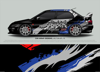 Obraz premium Car wrap decal design vector. abstract Graphic background kit designs for vehicle, race car, rally, livery, sport car 