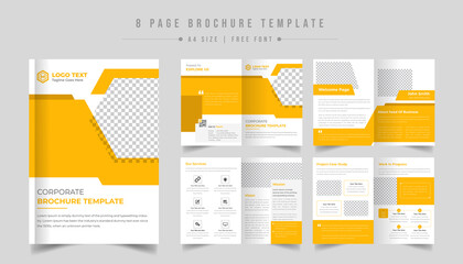 Company brochure template design, 8-page corporate brochure layout, minimal business brochure template design, Proposal project, booklet, company profile, Project proposal, corporate, catalog, annual