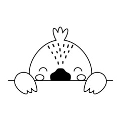 Cartoon raven face in Scandinavian style. Cute animal for kids t-shirts, wear, nursery decoration, greeting cards, invitations, poster, house interior. Vector stock illustration