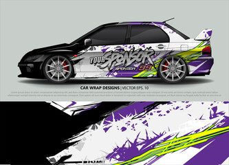 Car wrap decal design vector. abstract Graphic background kit designs for vehicle, race car, rally, livery, sport car
