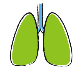 肺のシンプルなイラスト、かわいい手描き風