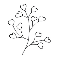 Hand drawn vector branch. Herb doodle isolated on white background. Botanical illustration for card, print, web, design, decor, logo.