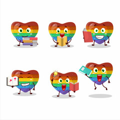 A picture of pop it love cartoon character concept reading an amusing book