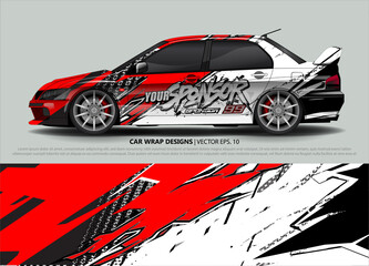 Car wrap decal design vector. abstract Graphic background kit designs for vehicle, race car, rally, livery, sport car