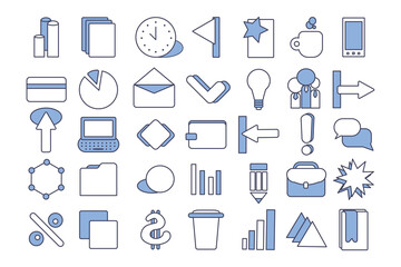 Business, programming, management, internet connection, social network, computing, information icon set. Teamwork thin line icon collection. Start up and Development