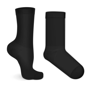 Black Socks Pair Realistic Mockup