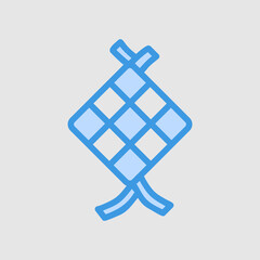 Ketupat icon in blue style about ramadan, use for website mobile app presentation