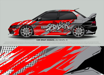 Car wrap decal design vector. abstract Graphic background kit designs for vehicle, race car, rally, livery, sport car