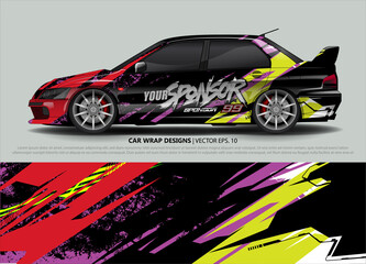 Car wrap decal design vector. abstract Graphic background kit designs for vehicle, race car, rally, livery, sport car
